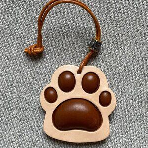 Handcrafted Paw Print Charm – Leather & Wood Accent